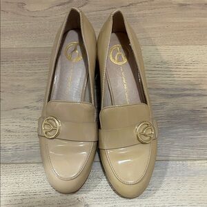 Chic Tan Loafers with Gold Detail